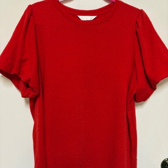 NEW LC LAUREN CONRAD WOMENS PLUS TRUE RED TEXTURED PULLOVER TOP. SZ. XXL - Picture 1 of 4